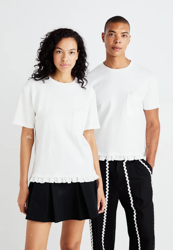 SALSA RUFFLES UNISEX - Basic T-shirt - ivory
