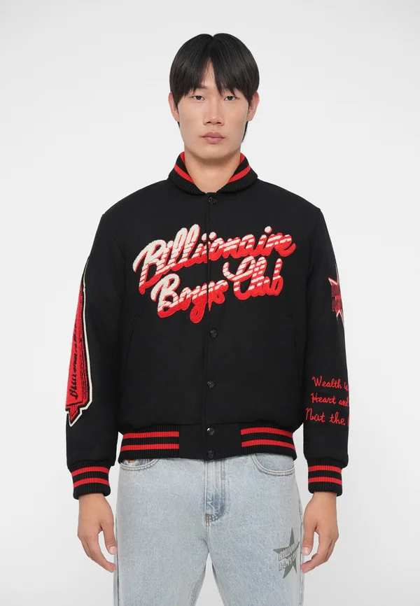 SCRIPT VARSITY JACKET - Bomber Jacket - black