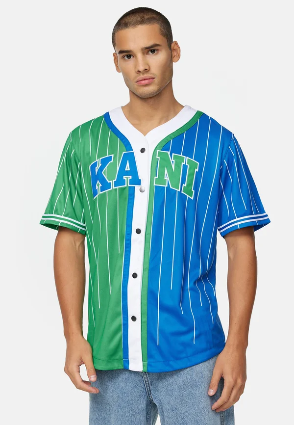 SERIF PINSTRIPE BLOCK BASEBALL SHIRT  UNISEX - Shirt - blue green white