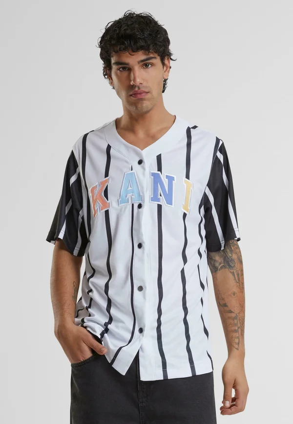 SERIF STRIPED BLOCK BASEBALL - Shirt - white black