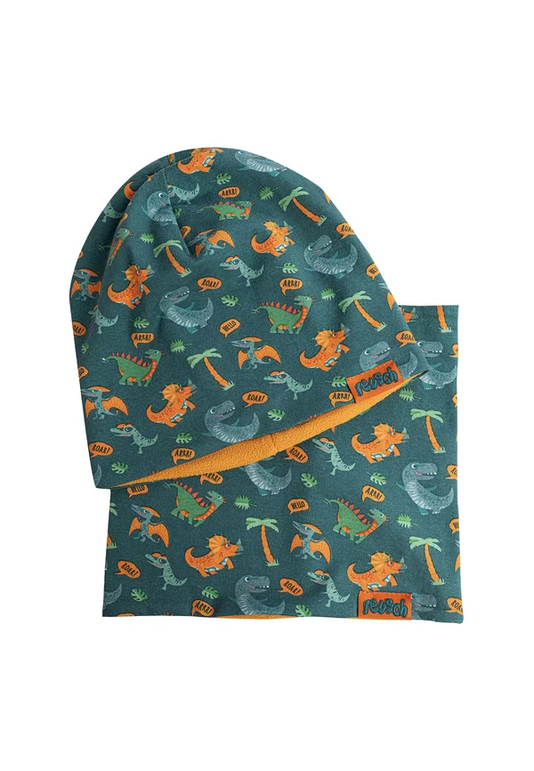 SET - Beanie - dark blue   dinosaurs