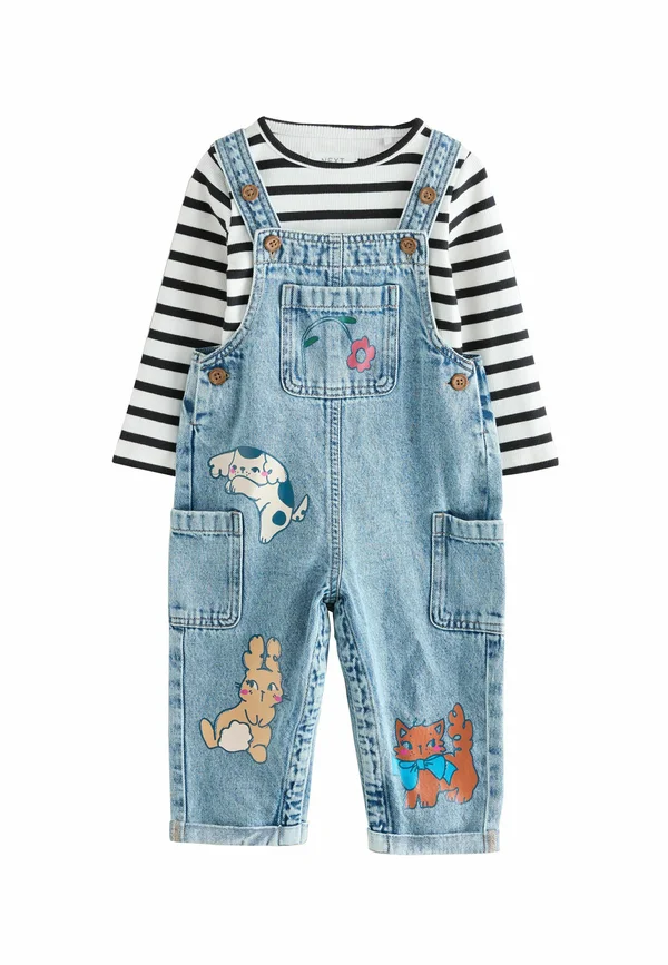 SET - Dungarees - mid blue denim