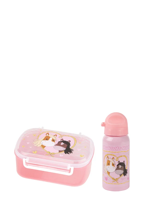 SET - Lunch box - rosa glitzer pony