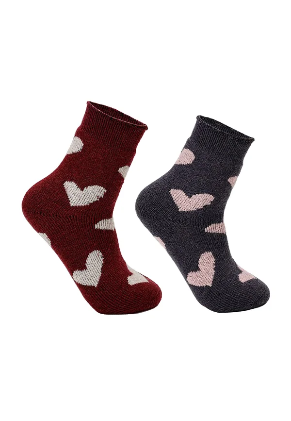 SET OF 2 - Socks - dunkel-rot grau