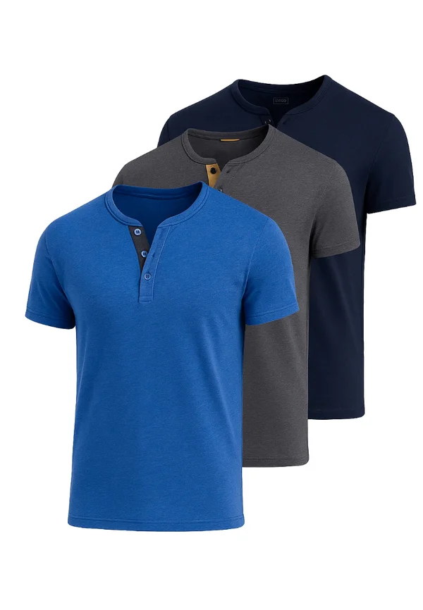 SET OF 3  - Basic T-shirt - navy graphite blue