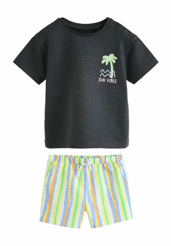 SET - Print T-shirt - charcoal palm