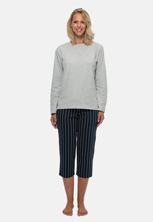 SET - Pyjama set - blau gestreift   grau