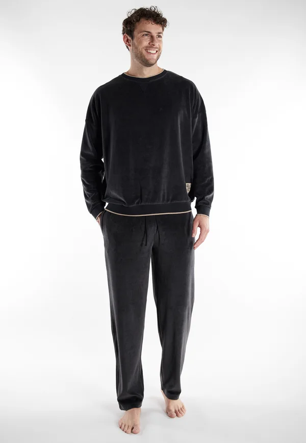 SET - Pyjama set - schwarz mittel uni