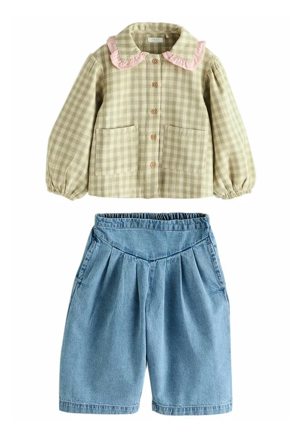 SET - Relaxed fit jeans - green gingham