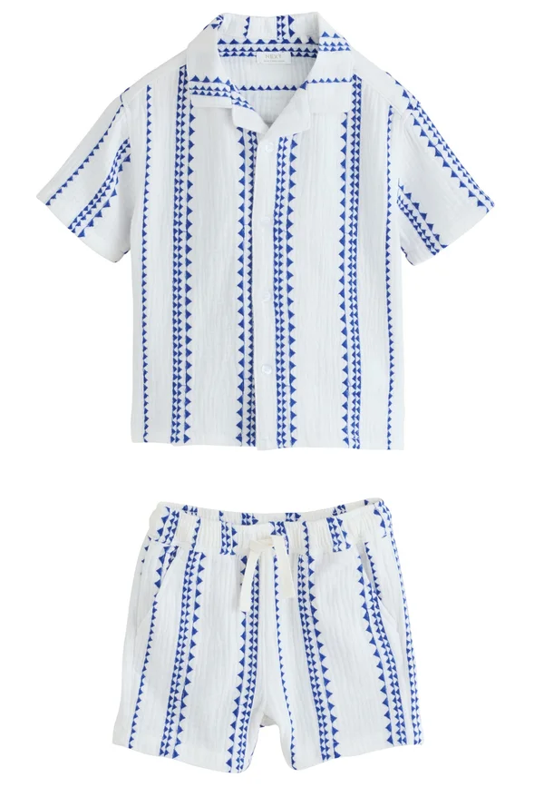 SET - Shorts - white blue stripe