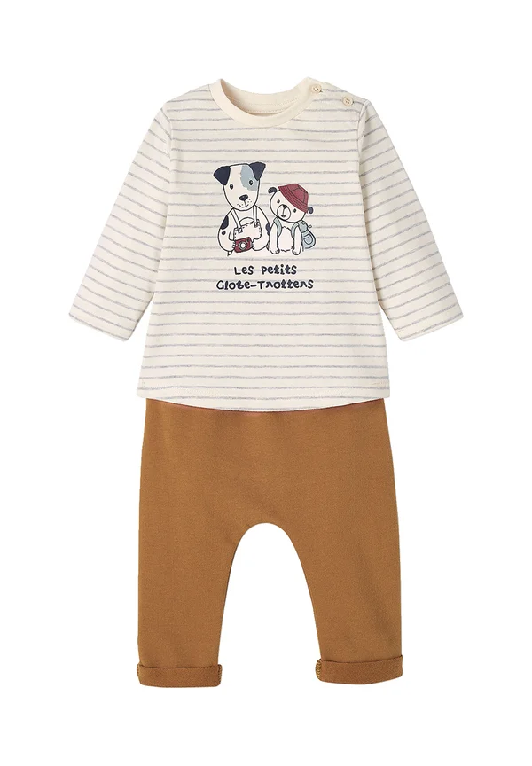 SET - Trousers - gestreift karamell