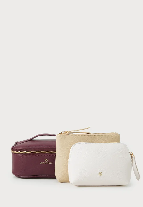 SET - Wash bag - beige/bordeaux/offwhite