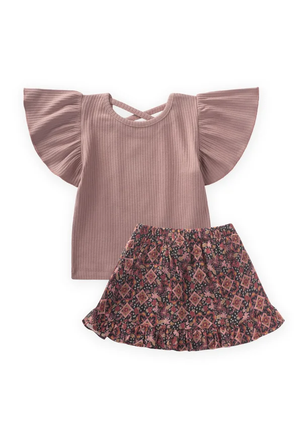 SET WITH SLEEVES - A-line skirt - mauve