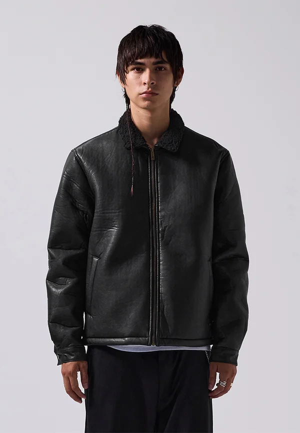SHERPA - Faux leather jacket - black