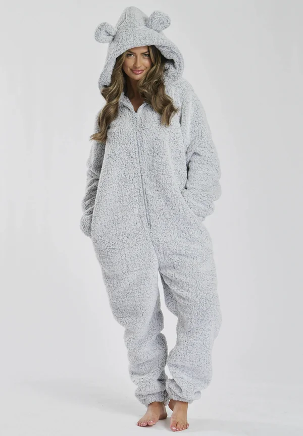 SHERPA TEDDY EARS ALL IN ONE - Pyjamas - silver