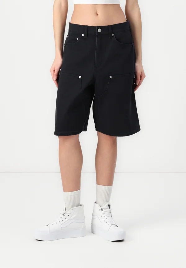 SHIFT PANEL - Denim shorts - digital black faded wash