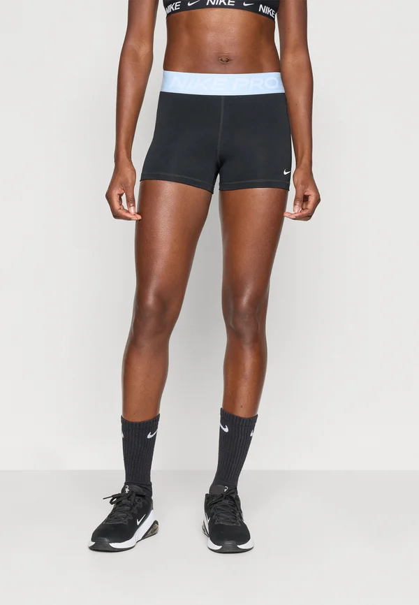 SHORT - Leggings - black/celestine blue/white