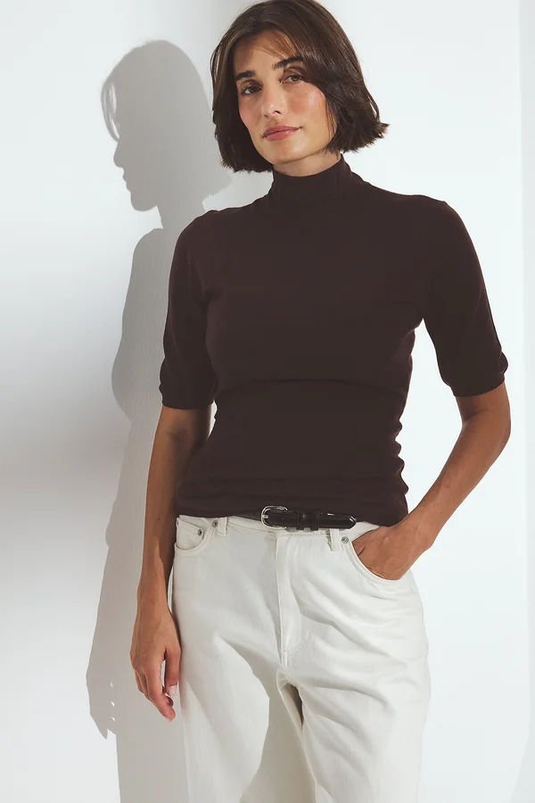 SHORT SLEEVE - Basic T-shirt - brown