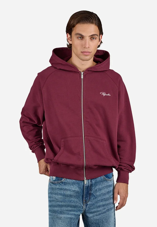 SIGNAR RAGLAN JACKET - Zip-up sweatshirt - washed maroon red/white