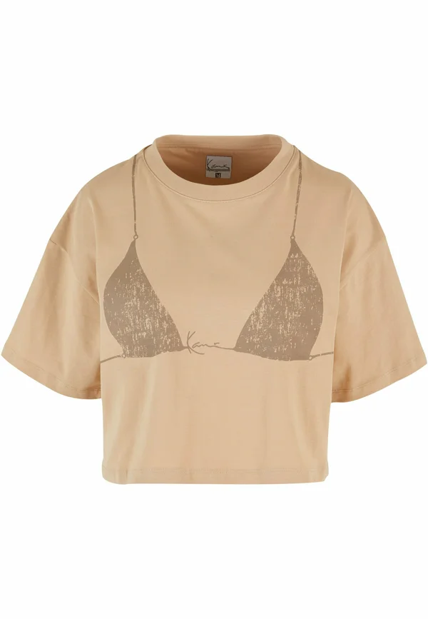 SIGNATURE CROP - Print T-shirt - sand