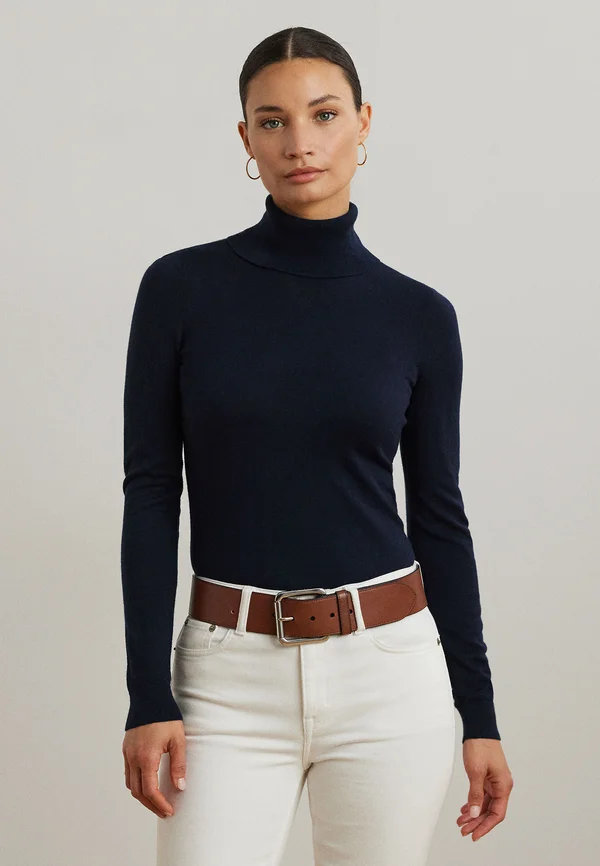 SILK BLEND ROLL NECK - Jumper - navy