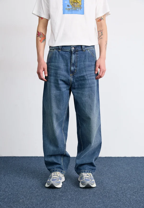 SINGLE KNEE PANT - Relaxed fit jeans - blue dark used washed