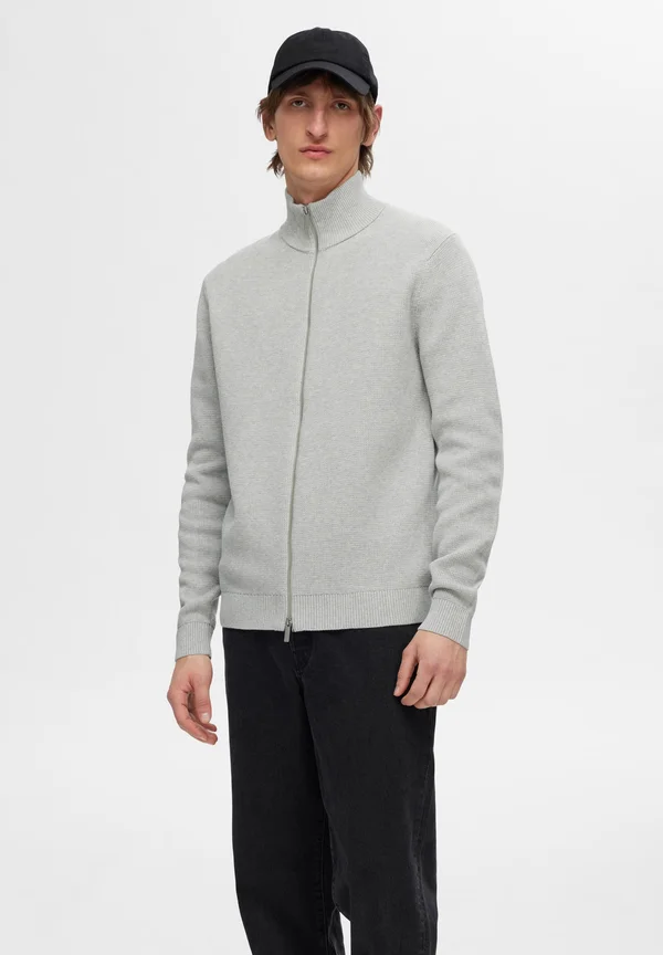 SLHDANE STRUCTURE FULL ZIP - Cardigan - light grey melange