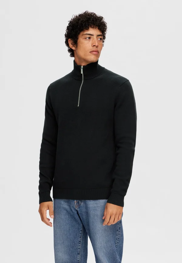 SLHDANE STRUCTURE HALF ZIP - Jumper - black