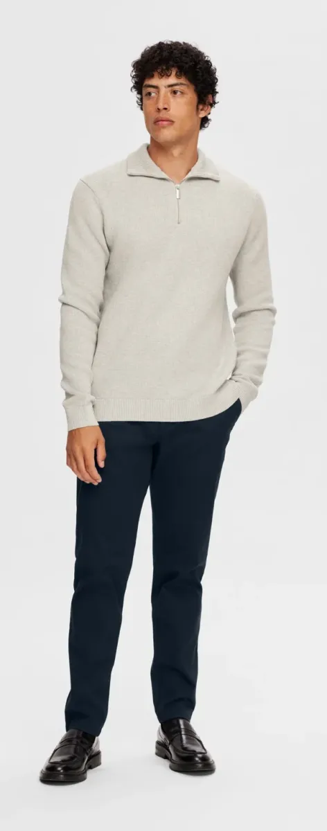 SLHDANE STRUCTURE HALF ZIP - Jumper - light grey melange