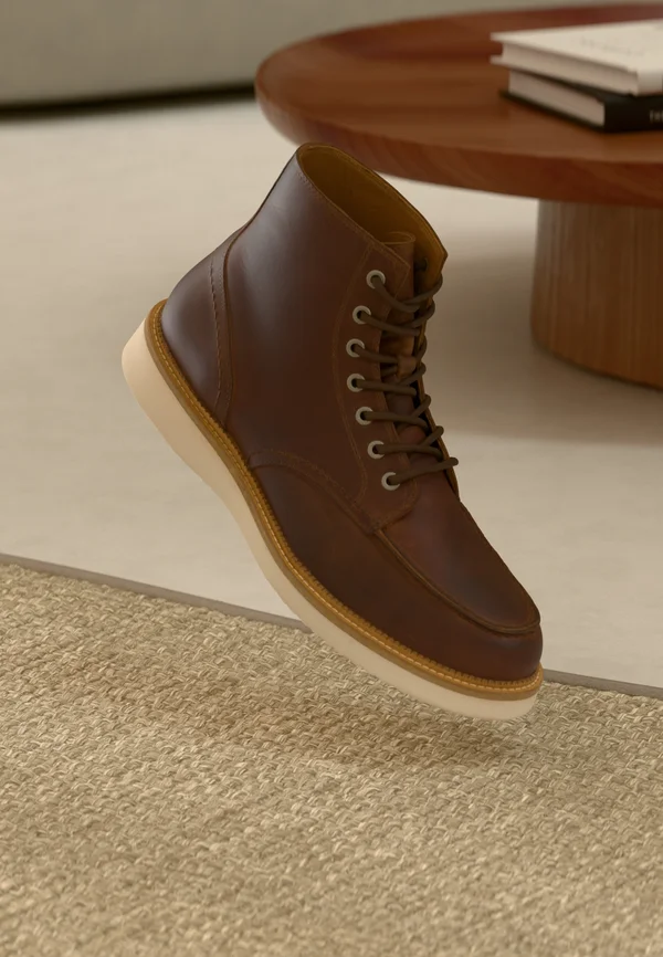 SLHTEO NEW MOC TOE BOOT - Lace-up ankle boots - cognac