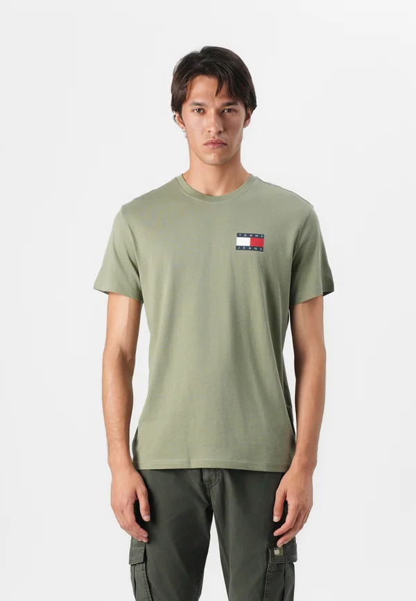 SLIM ESSENTIAL FLAG TEE - Basic T-shirt - utility sage