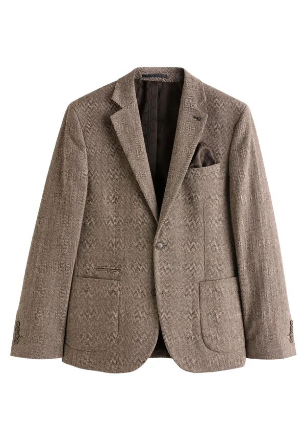 SLIM FIT HERRINGBONE - Blazer jacket - taupe