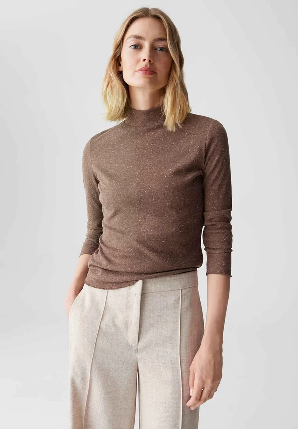 SLIM FIT - Long sleeved top - cocoa