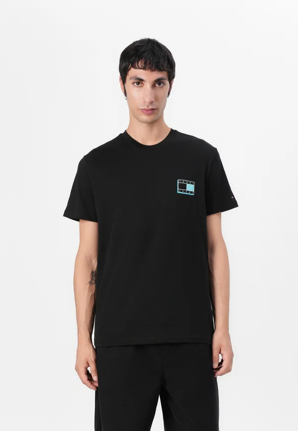 SLIM POP COLOR FLAG TEE - Print T-shirt - black