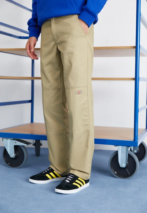 SLIM STRAIGHT DOUBLE KNEE - Trousers - khaki