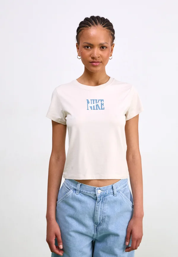 SLIM TEE - Print T-shirt - white/dark grey