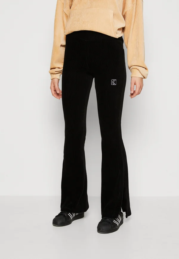 SLIT FLARED PANTS - Trousers - black