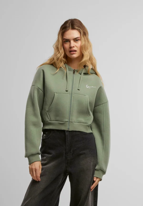 SMALL SIGNATURE ESSENTIAL CROP  - Zip-up sweatshirt - green