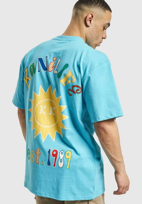 SMALL SIGNATURE LIFE  - Print T-shirt - cyan blue