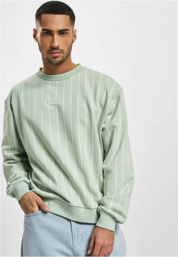 SMALL SIGNATURE PINSTRIPE CREW - Sweatshirt - light mint white