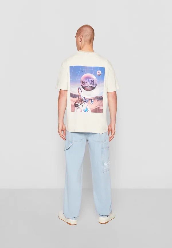 SMALL SIGNATURE - Print T-shirt - white taupe