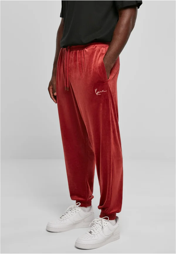 SMALL SIGNATURE VELVET - Tracksuit bottoms - dark red