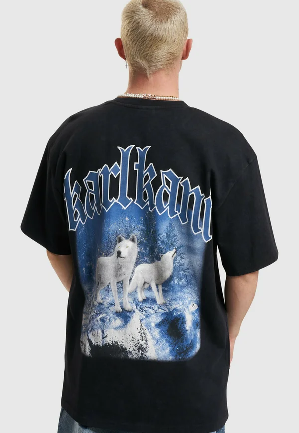 SMALL SIGNATURE WASHED HEAVY JERSE WOLF - Print T-shirt - black