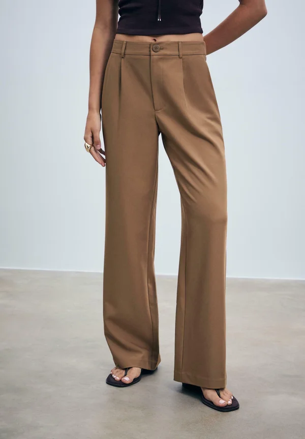 SMART STRAIGHT - Trousers - mottled brown