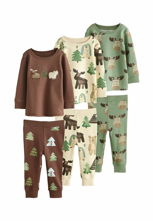 SNUGGLE 3 PACK SET - Pyjama set - teal/ecru animal