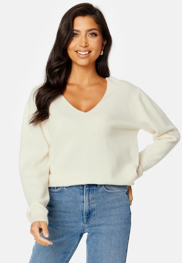SOFT CASHMERE MIX V-NECK SWEATER - Jumper - white