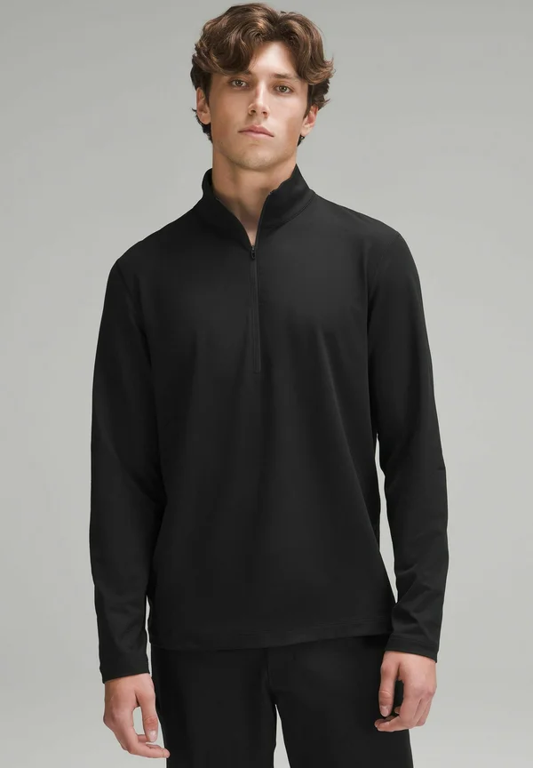SOFT JERSEY HALF-ZIP - Long sleeved top - black