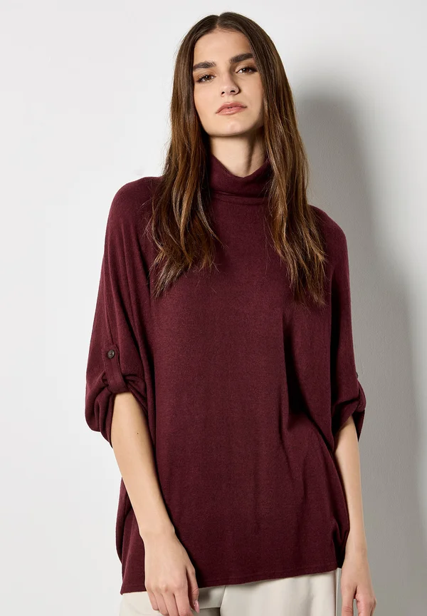 SOFT TOUCH ROLL NECK - Jumper - burgundy