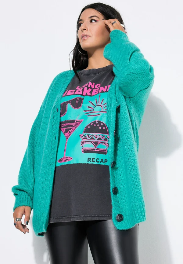 SOFT V-NECK LONG SLEEVE - Cardigan - turquoise green