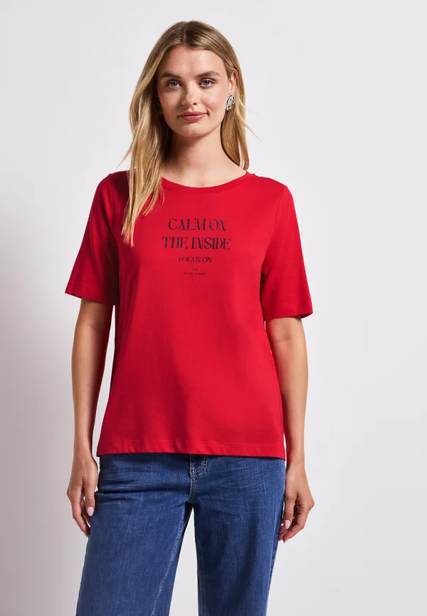 SOFTES MIT WORDING - Print T-shirt - rot